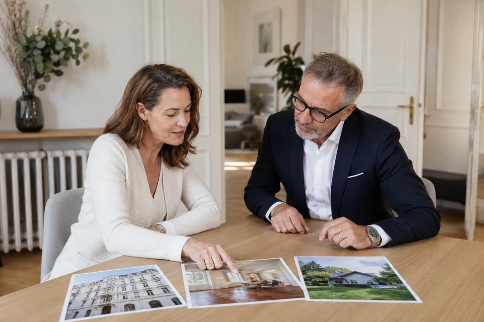 Symbolischer Austausch über unterschiedliche Wiener Immobilien